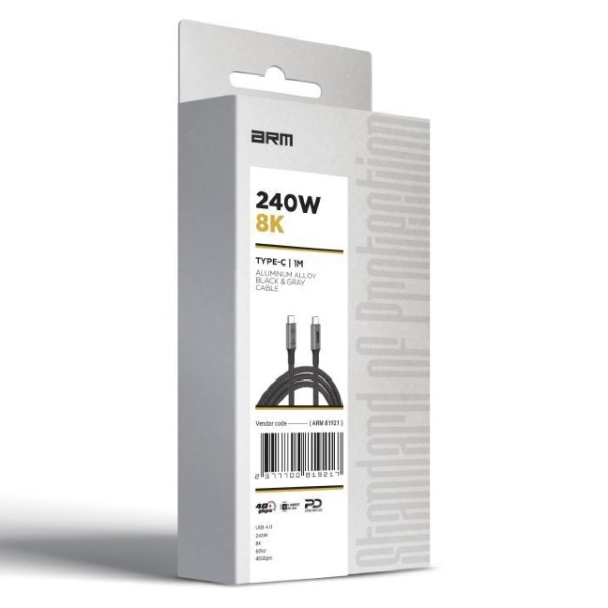 Дата кабель USB-C to USB-C 1.0m USB4 40Gbps 240W 8K60Hz black Armorstandart (ARM81921) 98_98.jpg - фото 2