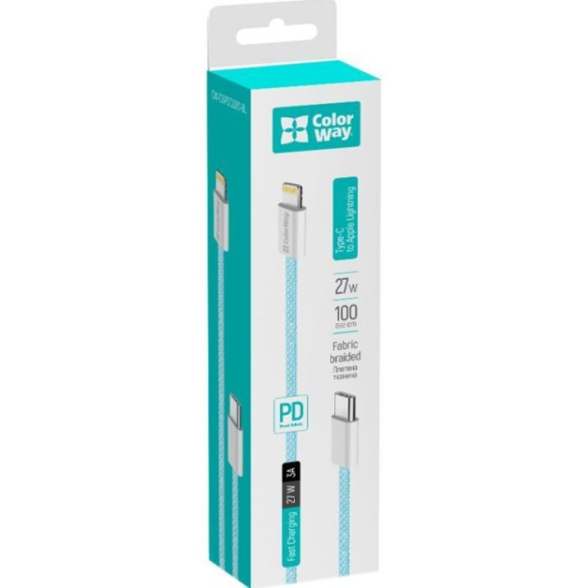 Дата кабель USB-C to Lightning 1.0m 27W blue ColorWay (CW-CBPDCL061-BL) 98_98.jpg - фото 3