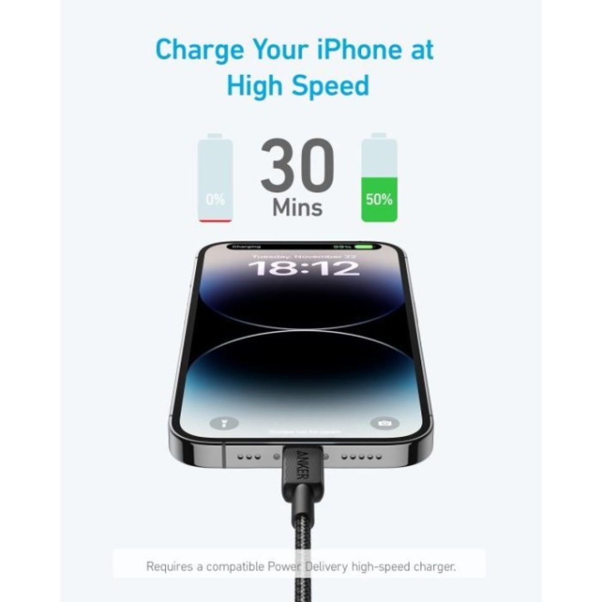 Дата кабель USB-C to Lightning 1.8m nylon 322 black Anker (A81B6G11) 98_98.jpg - фото 5
