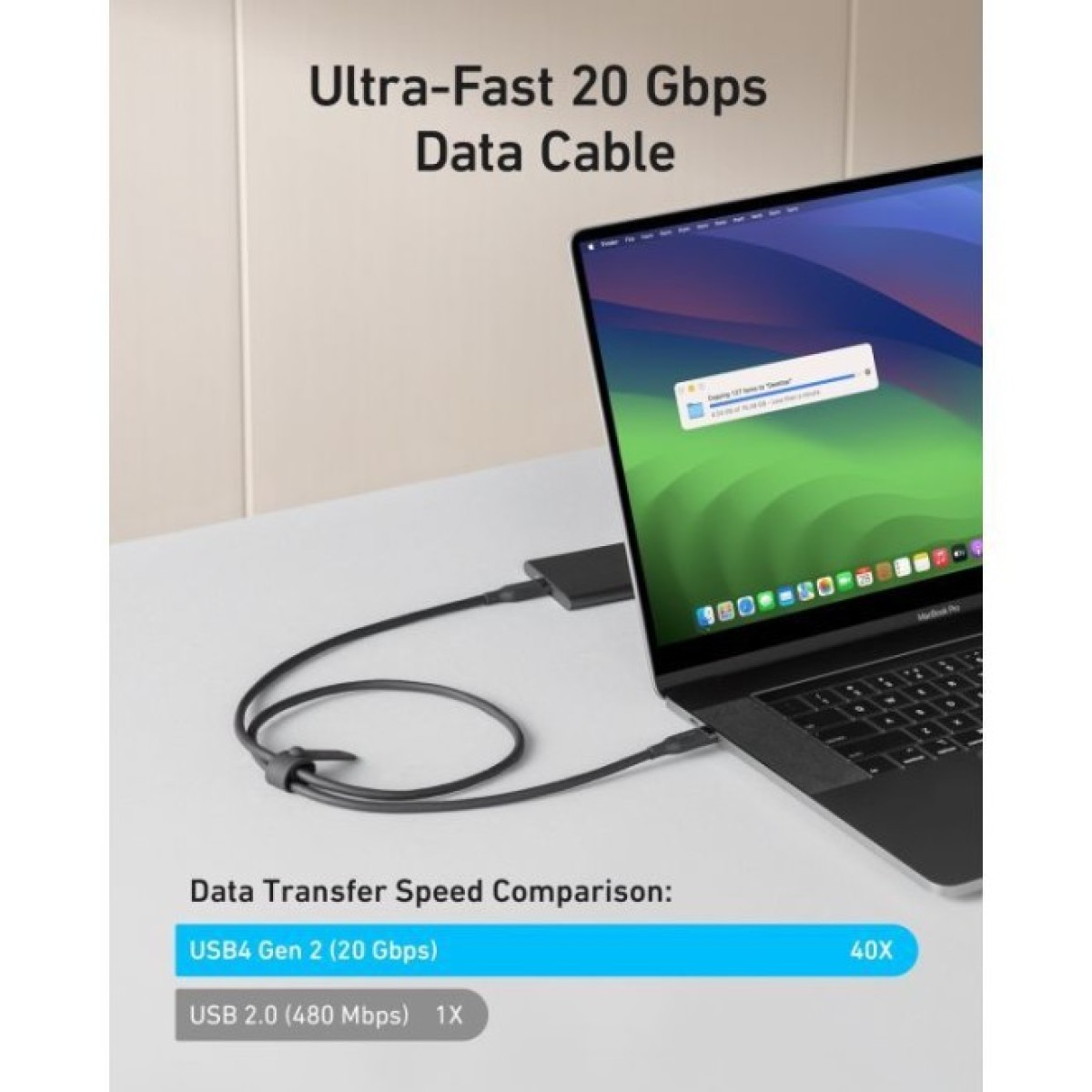 Дата кабель USB-C to USB-C 0.9m 240W 20Gbps 4K Video bio-nylon black Anker (A80N1H11) 98_98.jpg - фото 5