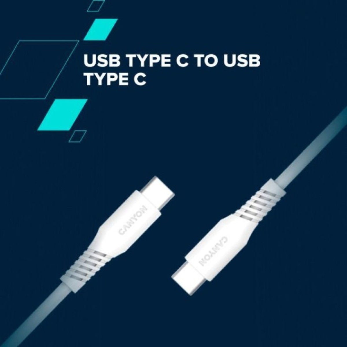 Дата кабель USB-C to USB-C 1.2m CC60SC 60W White Canyon (CNS-CC60SC12W) 98_98.jpg - фото 2