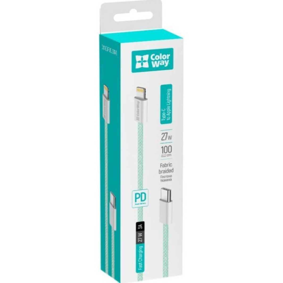 Дата кабель USB-C to Lightning 1.0m 27W green ColorWay (CW-CBPDCL061-G) 98_98.jpg - фото 9