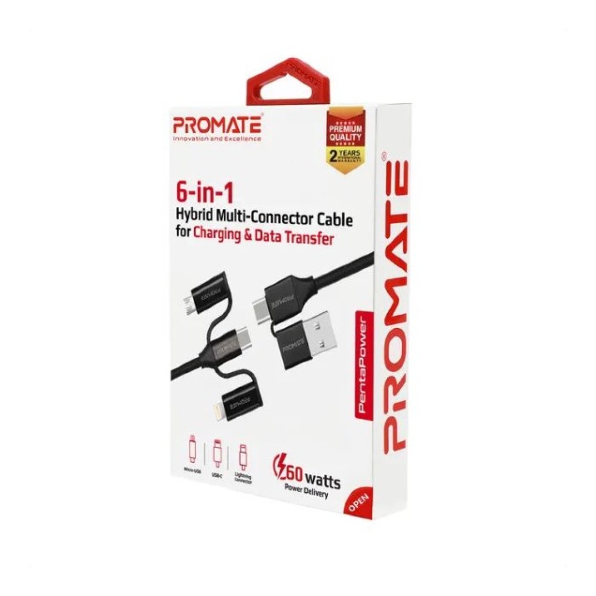 Дата кабель USB 2.0 AM to Lightning + Micro 5P + Type-C pentapower.black Promate (pentapower.black) 98_98.jpg - фото 3