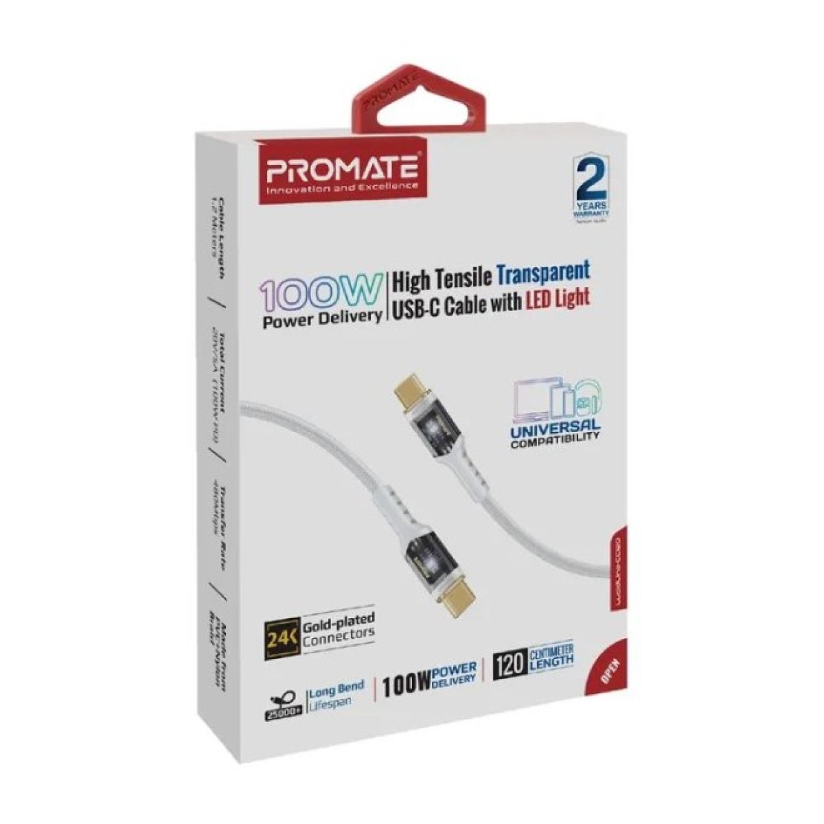 Дата кабель USB-C to USB-C lucidline-cc120.white Promate (lucidline-cc120.white) 98_98.jpg - фото 3