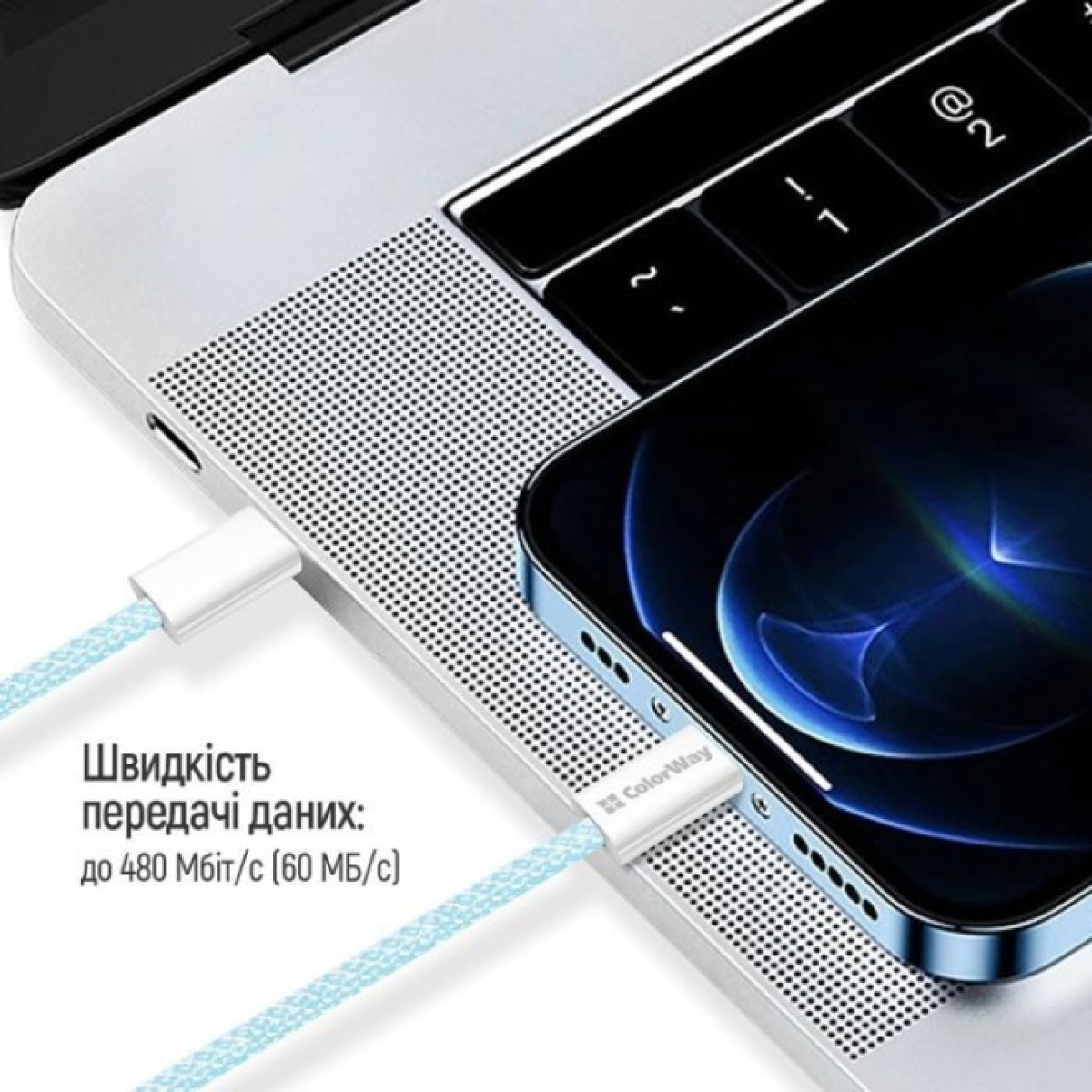 Дата кабель USB-C to USB-C 1.0m 60W 3.0А blue ColorWay (CW-CBPDCC061-BL) 98_98.jpg - фото 3