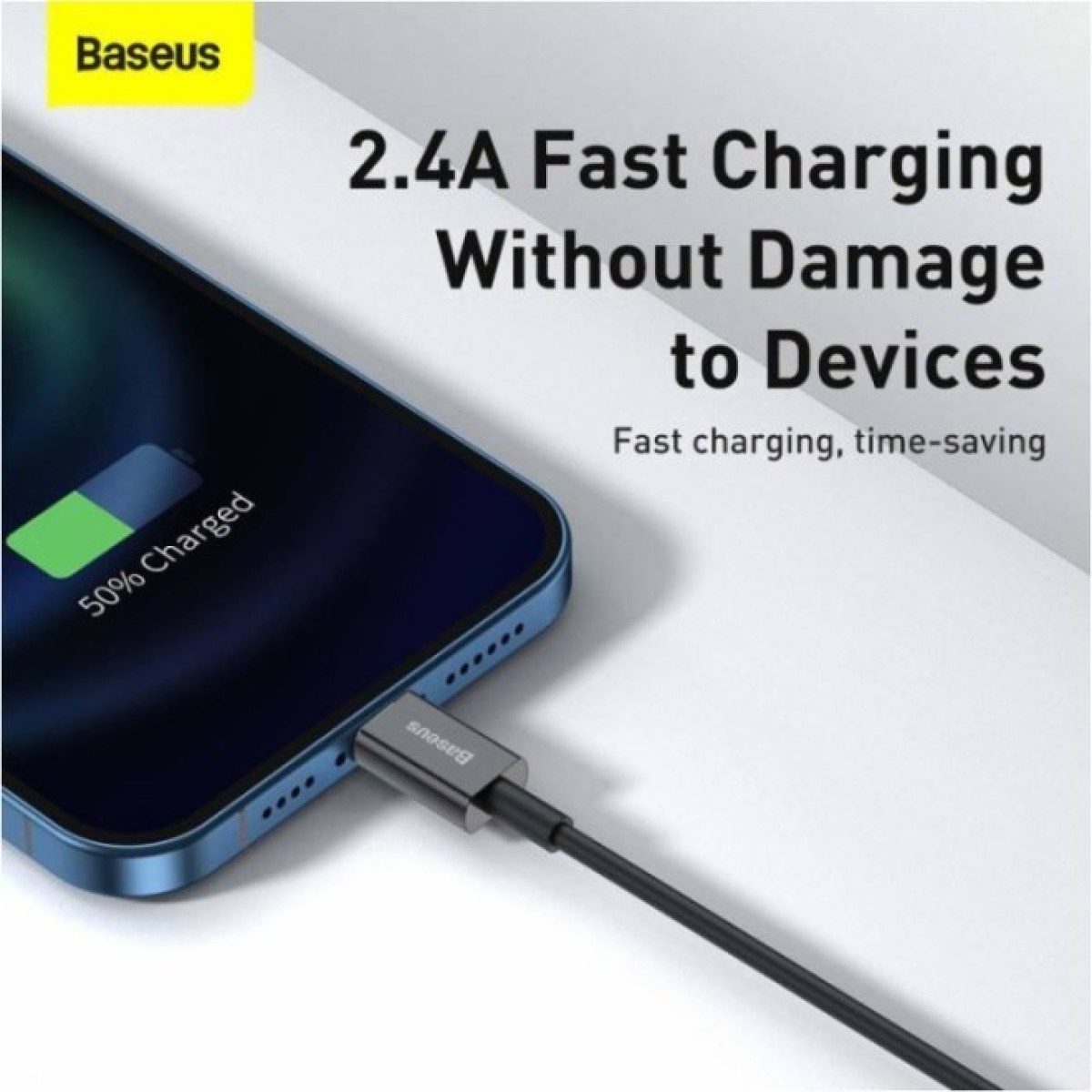 Дата кабель USB 2.0 AM to Lightning 1.0m 2.4A Superior Series Black Baseus (CALYS-A01) 98_98.jpg - фото 7
