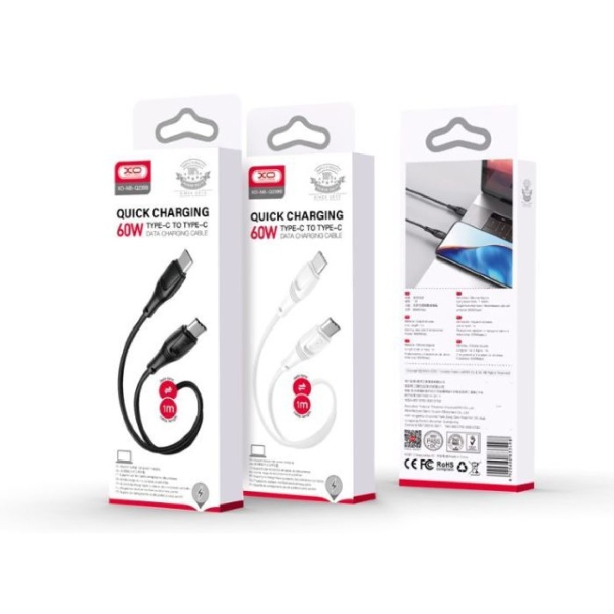 Дата кабель USB-C to USB-C 1.0m 60W High Elastic Zeus XO (NBQ239B_White) 98_98.jpg - фото 3
