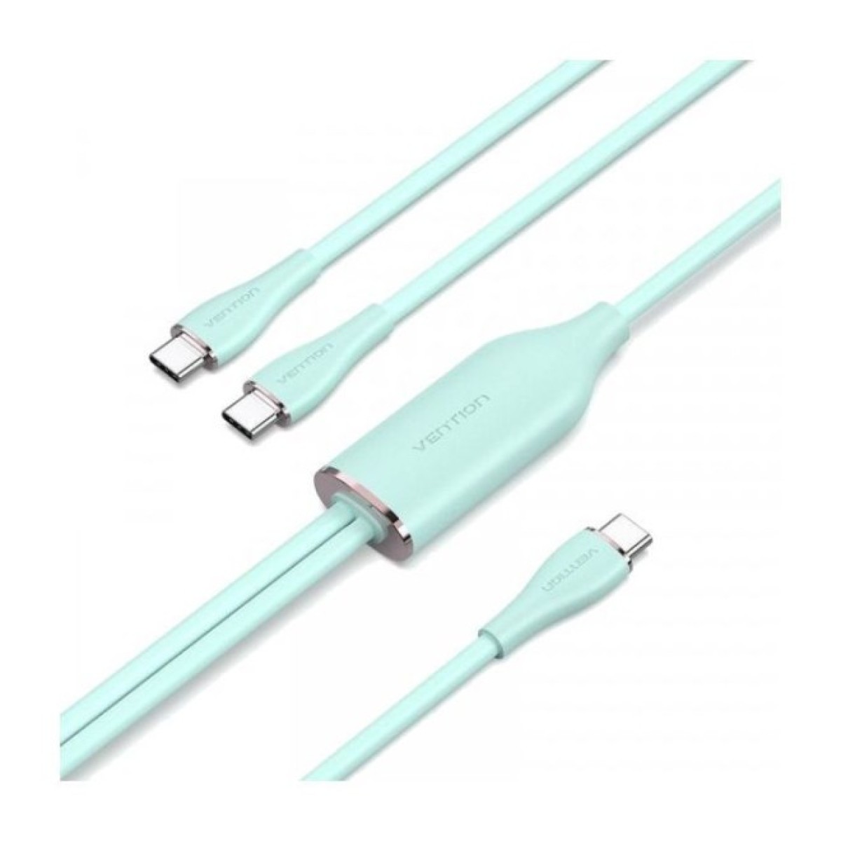 Дата кабель USB-C to 2xUSB-C 1.5m 5.0A Silicone Type Green Vention (CTMGG) 256_256.jpg