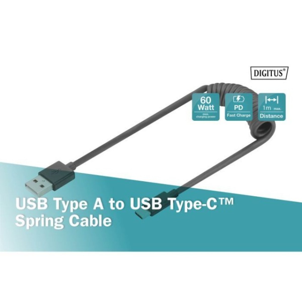 Дата кабель USB 2.0 AM to Type-C 1.0m (0.32m) spiral black Digitus (AK-300430-006-S) 98_98.jpg - фото 6
