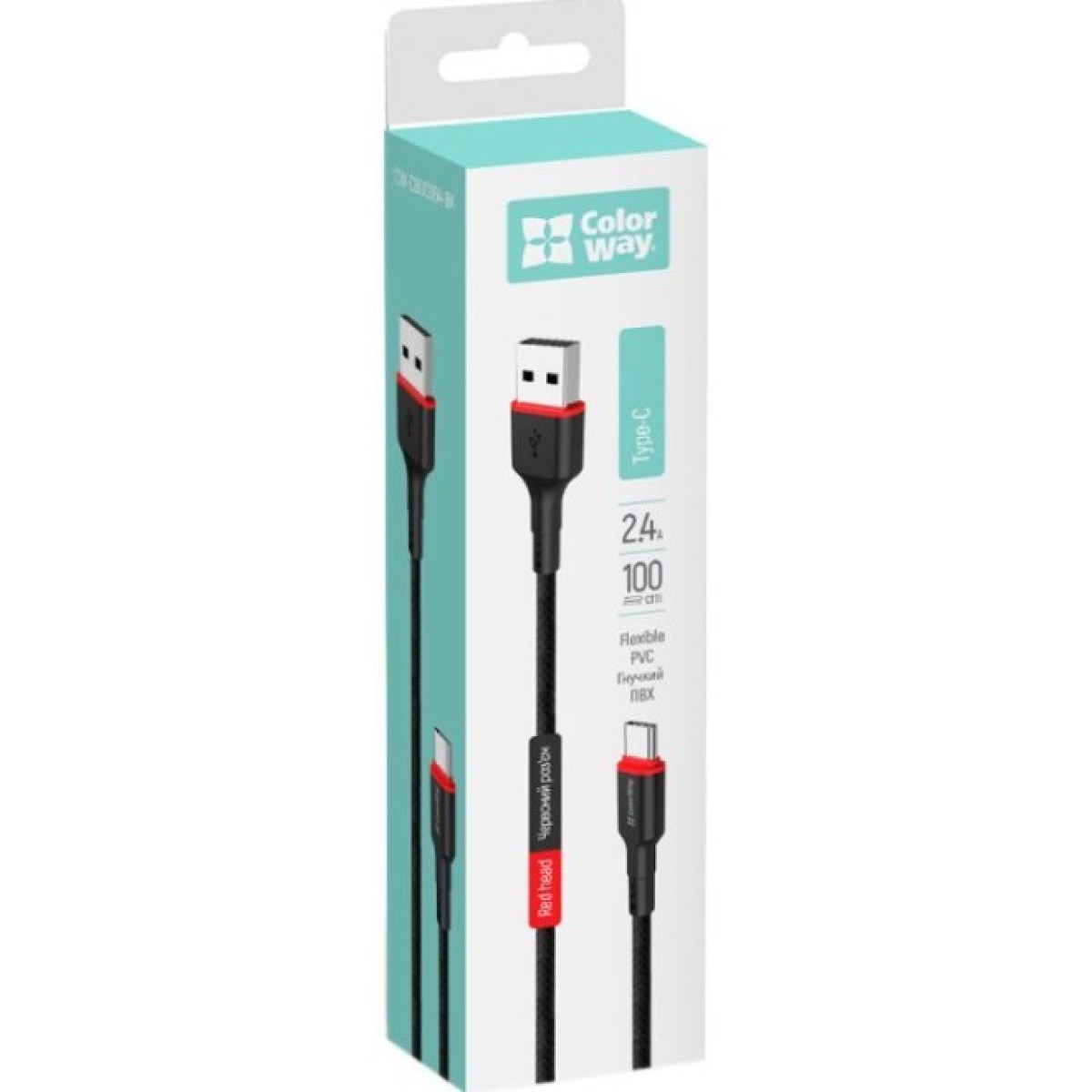 Дата кабель USB 2.0 AM to Type-C 1.0m 2.4А black ColorWay (CW-CBUC064-BK) 98_98.jpg - фото 3