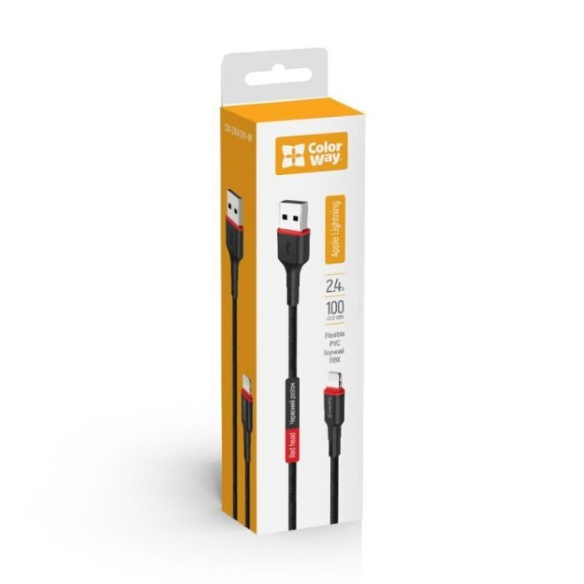 Дата кабель USB 2.0 AM to Lightning 1.0m 2.4А black ColorWay (CW-CBUL064-BK) 98_98.jpg - фото 2