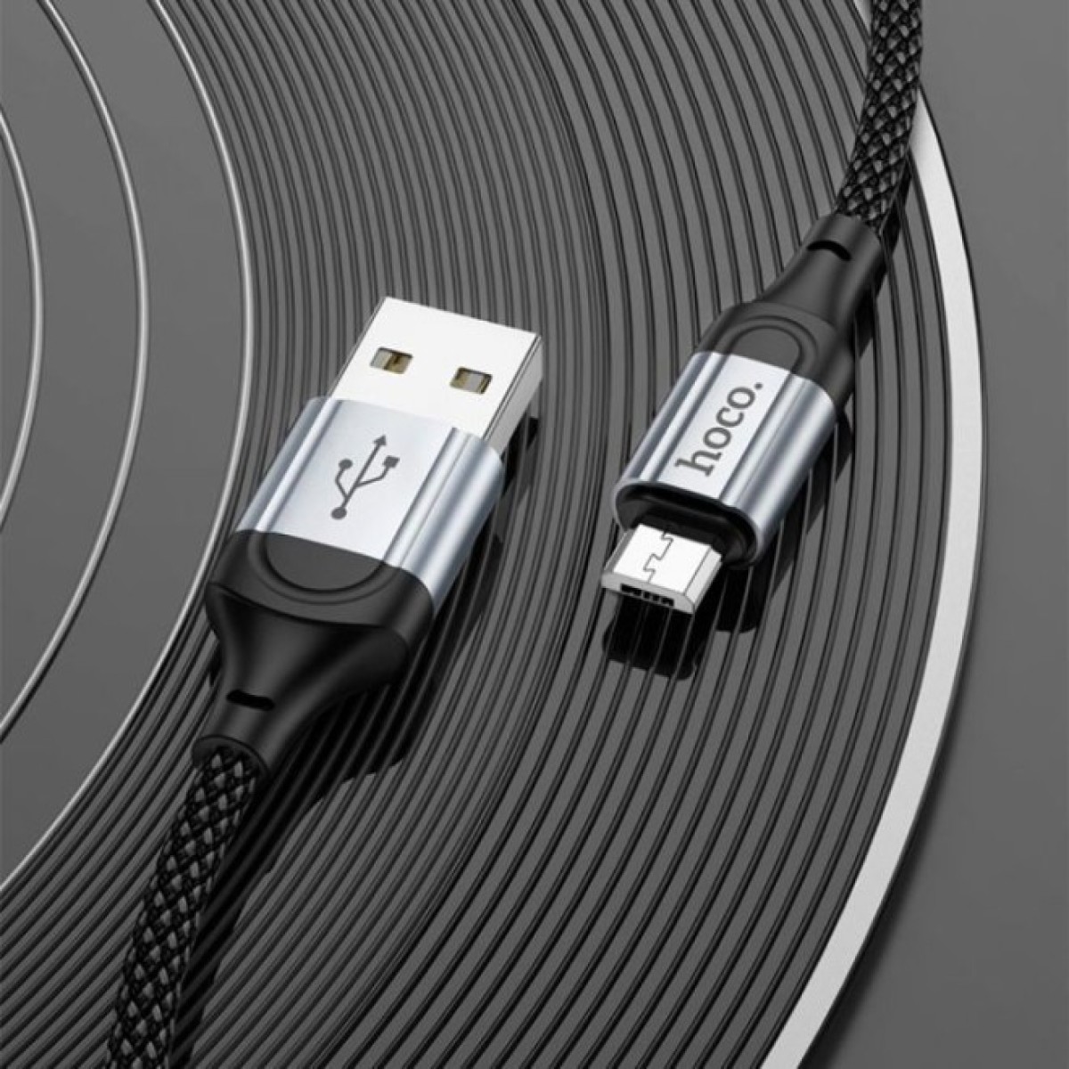 Дата кабель USB 2.0 AM to Micro 5P 1.0m 2.4A nylon X102 black HOCO (6942007608763) 98_98.jpg - фото 4