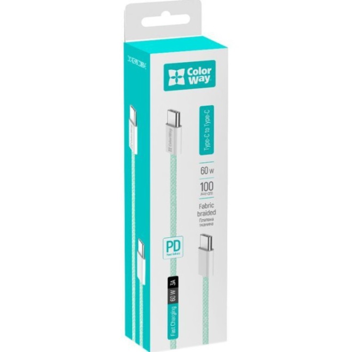 Дата кабель USB-C to USB-C 1.0m 60W 3.0А green ColorWay (CW-CBPDCC061-G) 98_98.jpg - фото 3