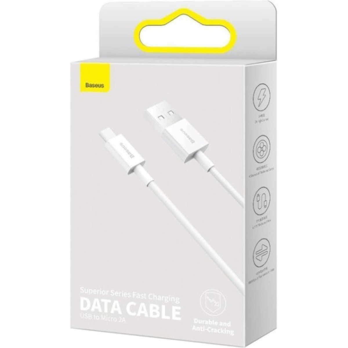 Дата кабель USB 2.0 AM to Micro 5P 2.0m Superior Fast Charging 2A white Baseus (CAMYS-A02) 98_98.jpg - фото 3
