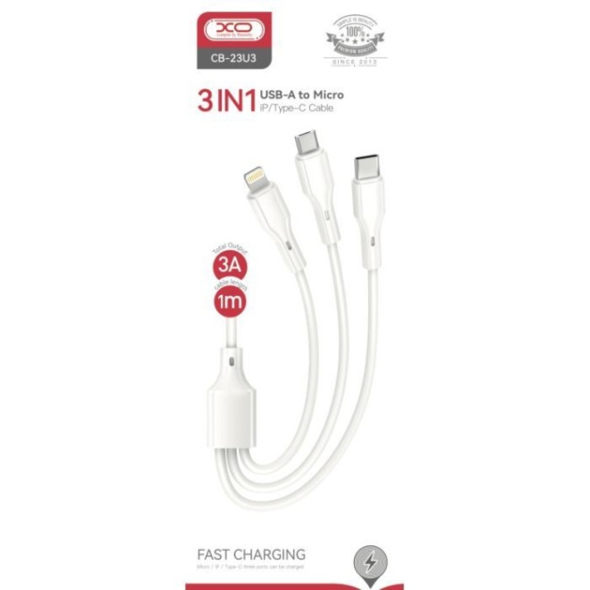 Дата кабель USB 2.0 AM to Lightning + Micro 5P + Type-C 1.0m 2.4A XO (CB-23U3) 98_98.jpg - фото 2