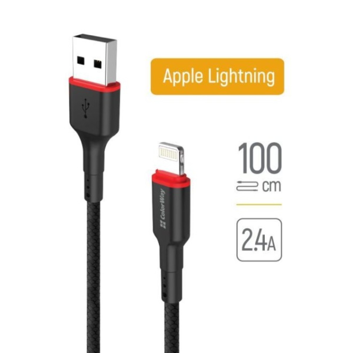 Дата кабель USB 2.0 AM to Lightning 1.0m 2.4А black ColorWay (CW-CBUL064-BK) 256_256.jpg