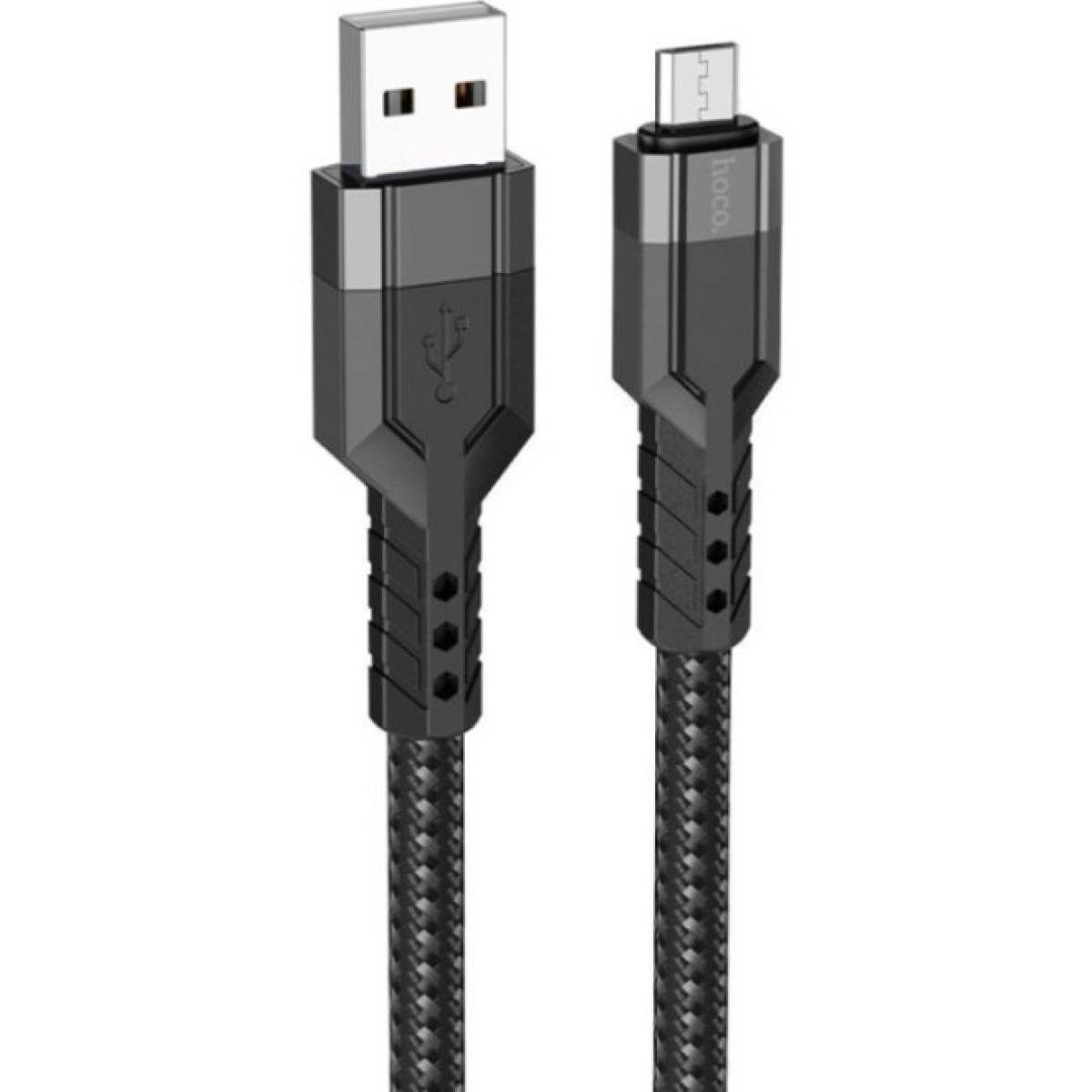 Дата кабель USB 2.0 AM to Micro 5P 1.2m 2.4A nylon aluminum U110 black HOCO (6931474770585) 98_98.jpg - фото 4