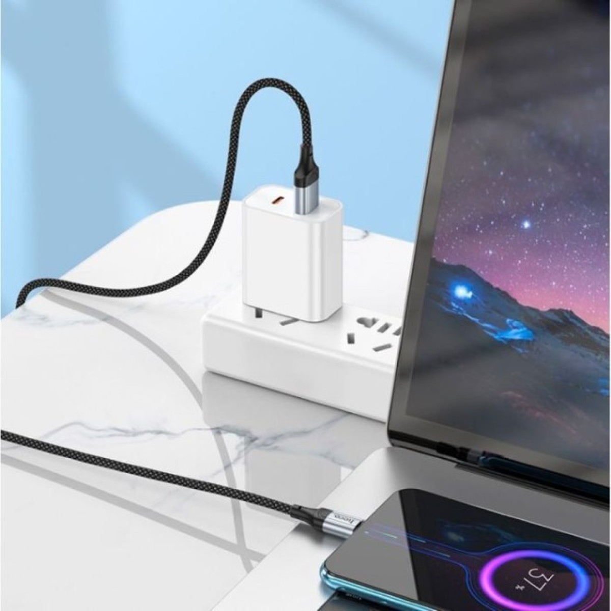 Дата кабель USB 2.0 AM to Micro 5P 1.0m 2.4A nylon X102 black HOCO (6942007608763) 98_98.jpg - фото 6
