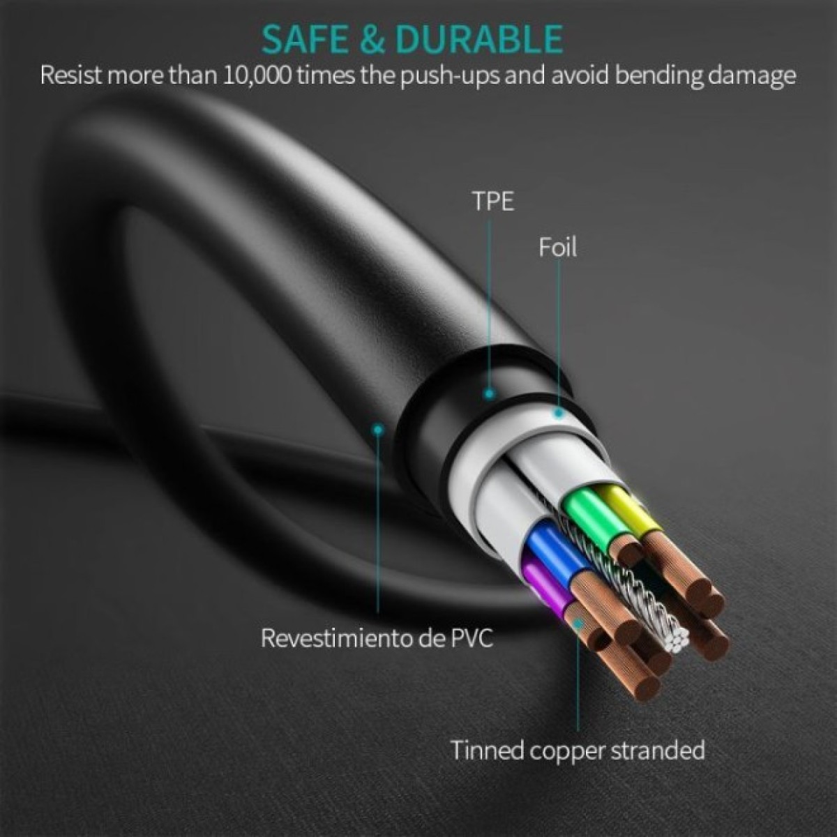 Дата кабель Кабель USB 2.0 Type-C M-M, 0.5 м,чорний Choetech Choetech (CC0001-V4-PE) 98_98.jpg - фото 2