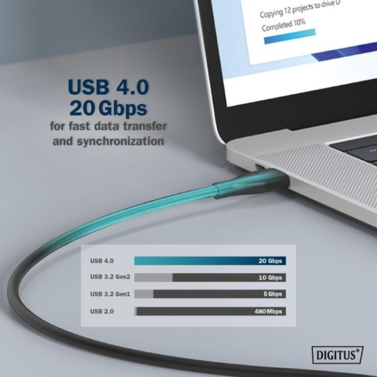 Дата кабель USB-C to USB-C 2.0m USB 4.0 Gen2 20G 240W 8K silicone black Digitus (AK-300344-020-S) 98_98.jpg - фото 9