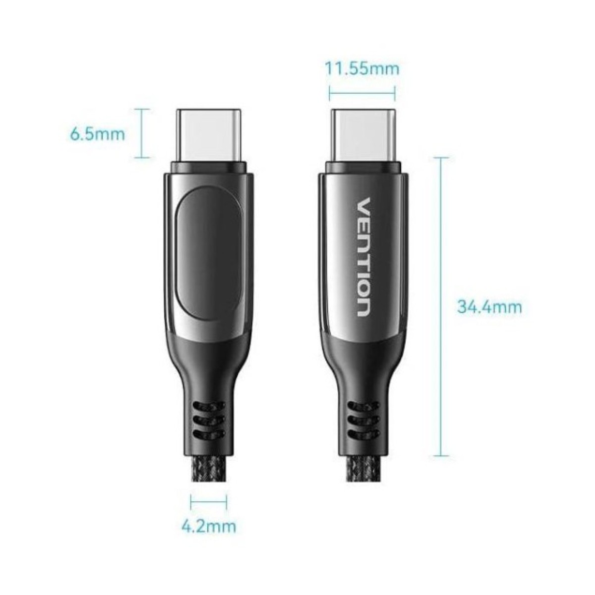 Дата кабель USB-C to USB-C 1.2m USB3.1 100W Display Zinc Alloy Vention (TAYBAV) 98_98.jpg - фото 2