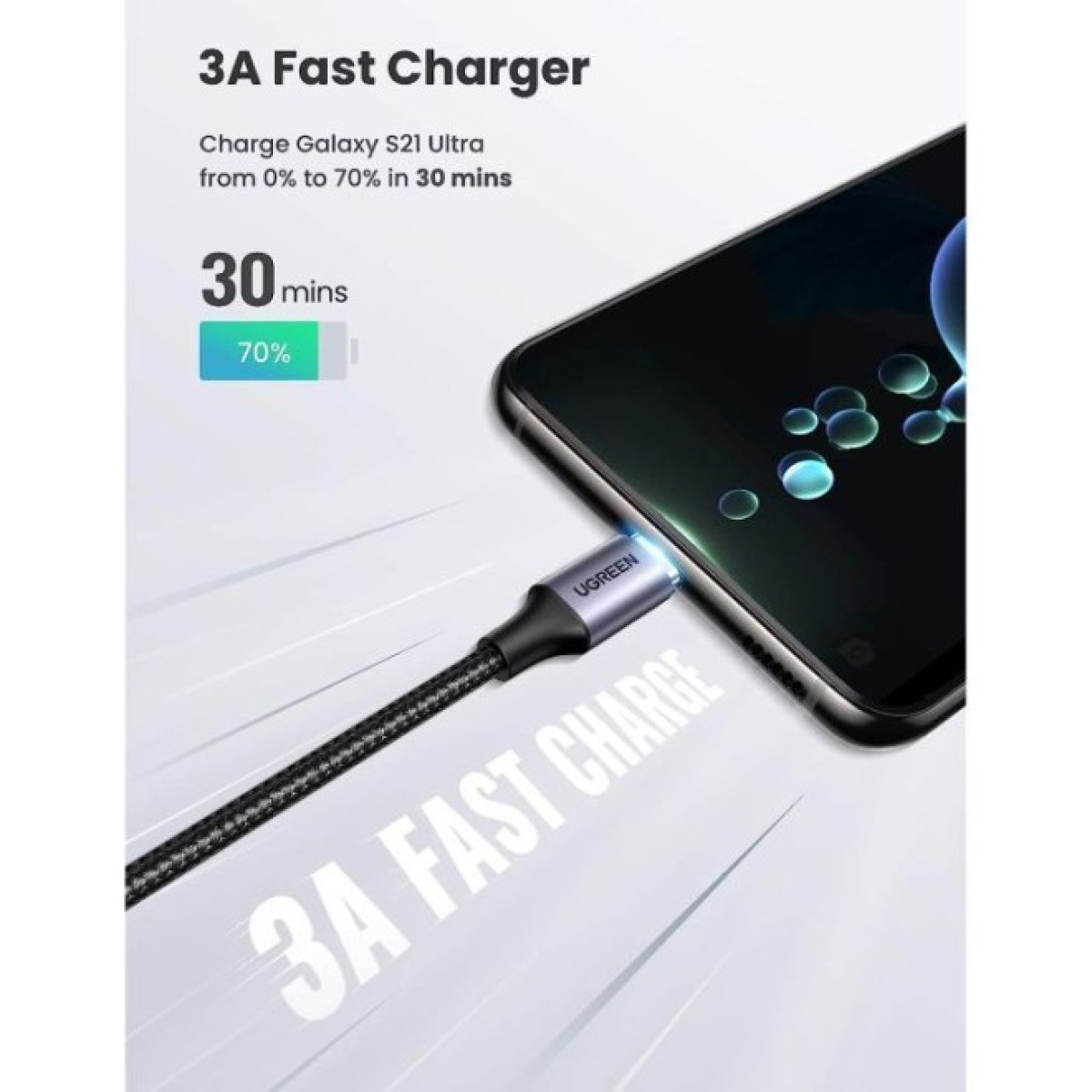 Дата кабель USB-C to USB-C 3.0m 60W US255 90-degree Angle Black Ugreen (80714) 98_98.jpg - фото 2