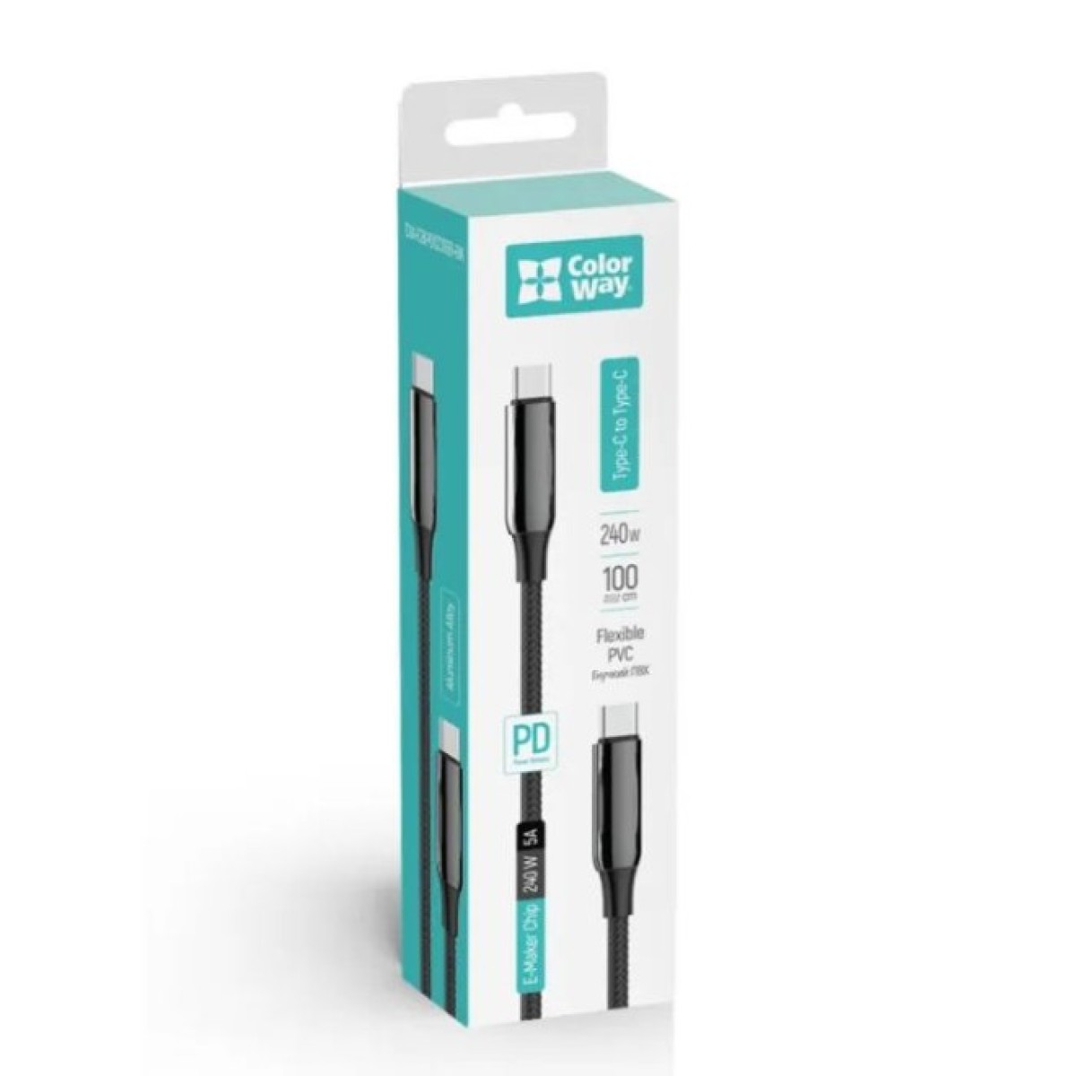 Дата кабель USB-C to USB-C 1.0m (PVC+Aluminum Alloy) (PD Fast Charging 240W) 5А black ColorWay (CW-CBPDCC069-BK) 98_98.jpg - фото 5