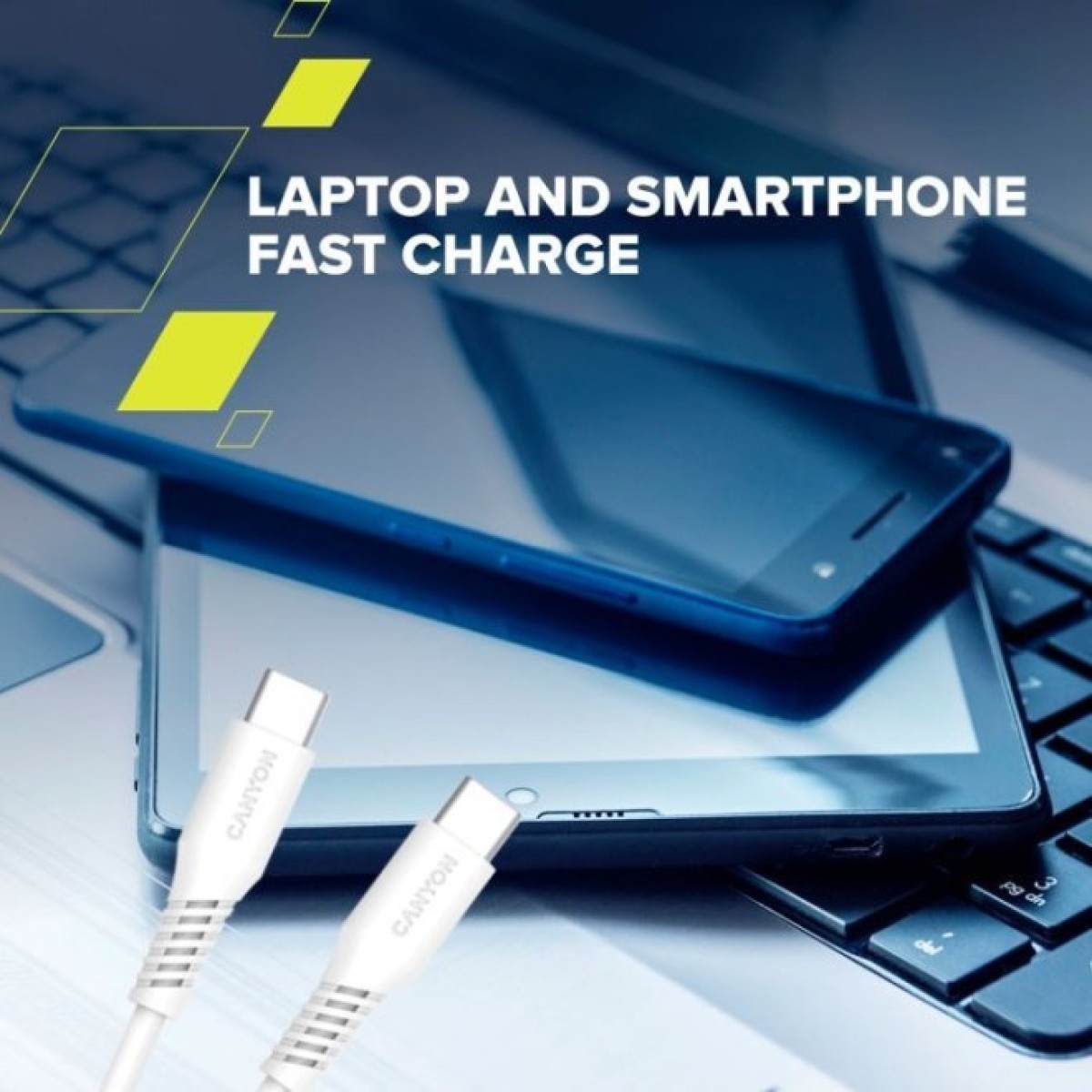 Дата кабель USB-C to USB-C 1.2m CC60SC 60W White Canyon (CNS-CC60SC12W) 98_98.jpg - фото 6