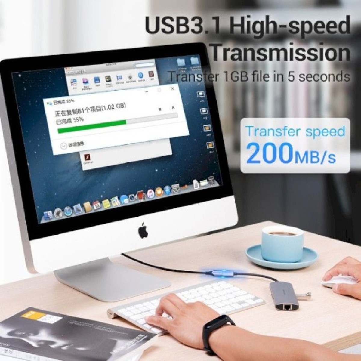 Дата кабель USB-C 3.1 M/F 1.0m 60W (20V/3A) 4K60HZ Thunderbolt 3 Vention (TABHF) 98_98.jpg - фото 2