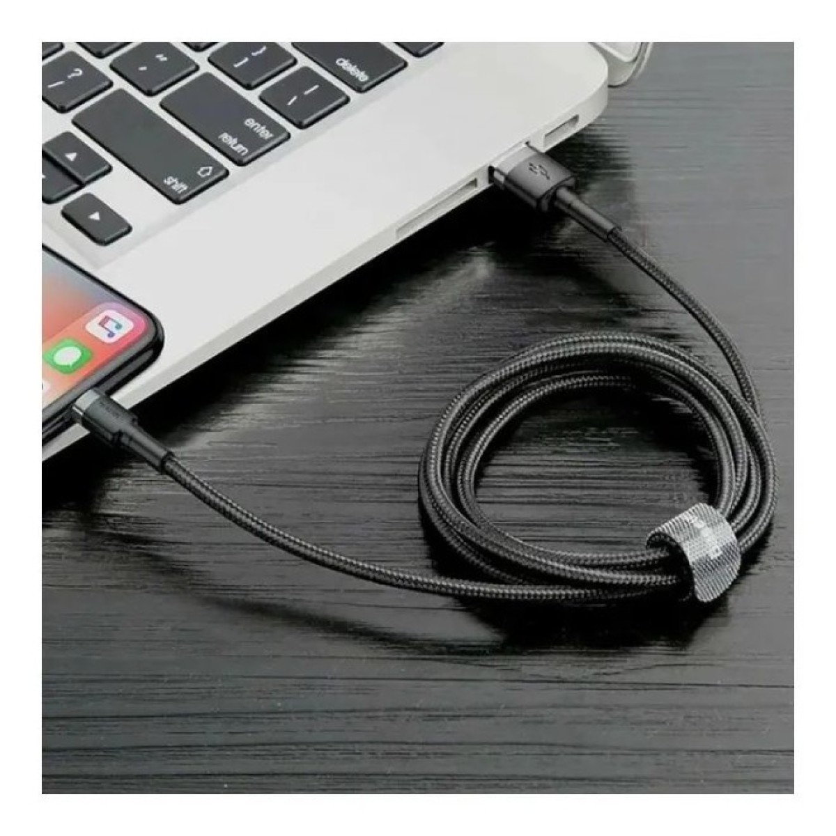 Дата кабель USB 2.0 AM to Lightning 2.0m Cafule grey+black Baseus (CALKLF-HG1) 98_98.jpg - фото 4