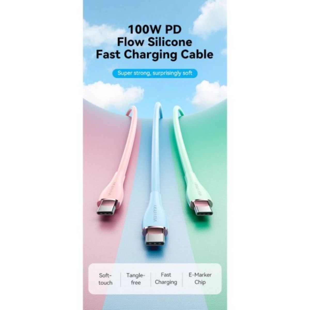 Дата кабель USB-C to USB-C 2.0m USB2.0 100W (20V/5A) Light Blue Silicone Vention (TAWSH) 98_98.jpg - фото 8