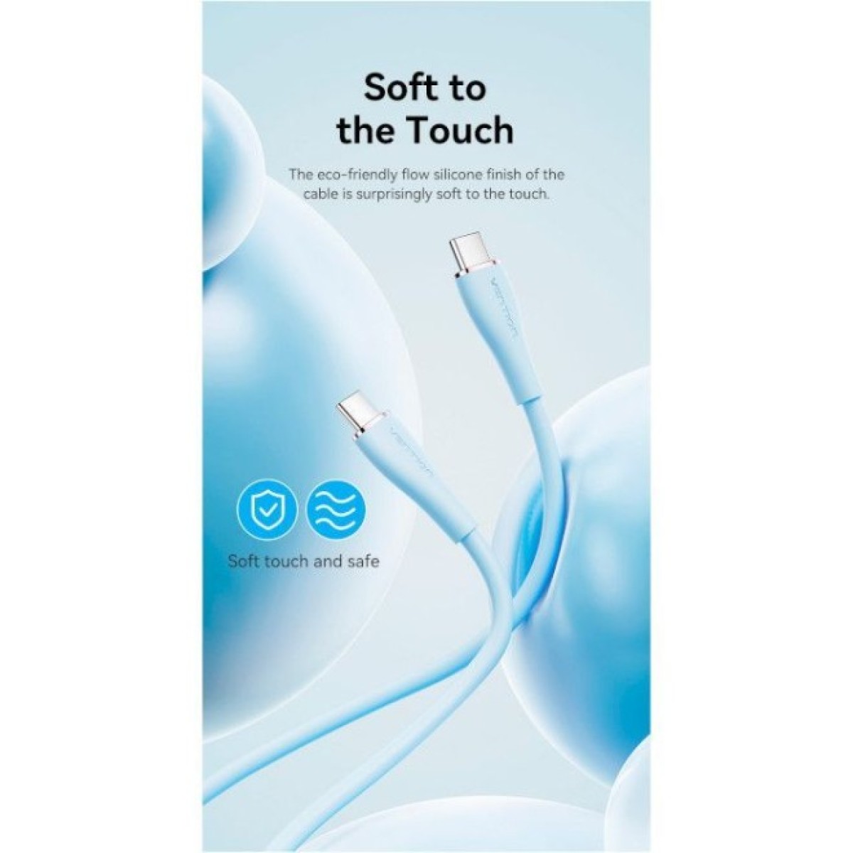 Дата кабель USB-C to USB-C 2.0m USB2.0 100W (20V/5A) Light Blue Silicone Vention (TAWSH) 98_98.jpg - фото 9