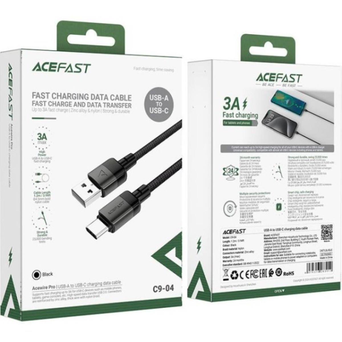 Дата кабель USB 2.0 AM to Type-C 1.2m 3.0A C9-04 Acefast (6974316283010) 98_98.jpg - фото 5