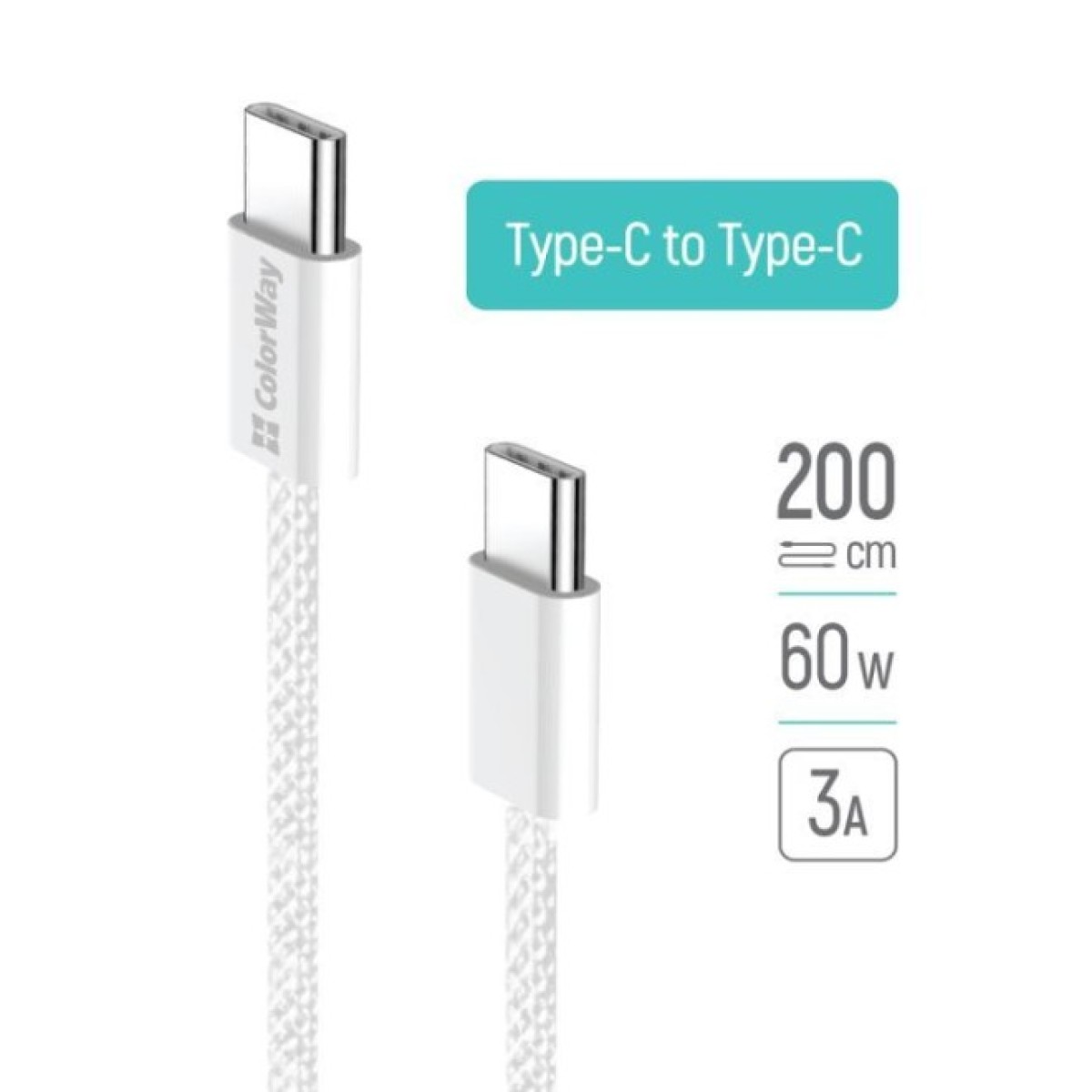 Дата кабель USB-C to USB-C 2.0m (braided cotton) (PD Fast Charging 60W) 3.0А grey ColorWay (CW-CBPDCC068-GR) 98_98.jpg - фото 11