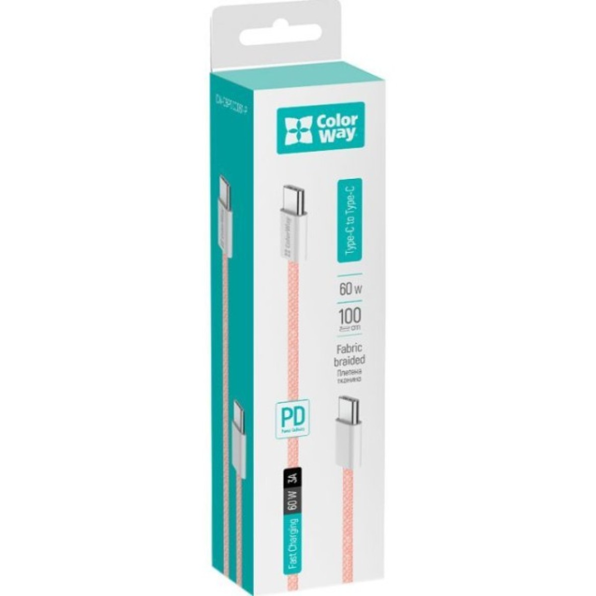 Дата кабель USB-C to USB-C 1.0m 60W 3.0А pink ColorWay (CW-CBPDCC061-P) 98_98.jpg - фото 7