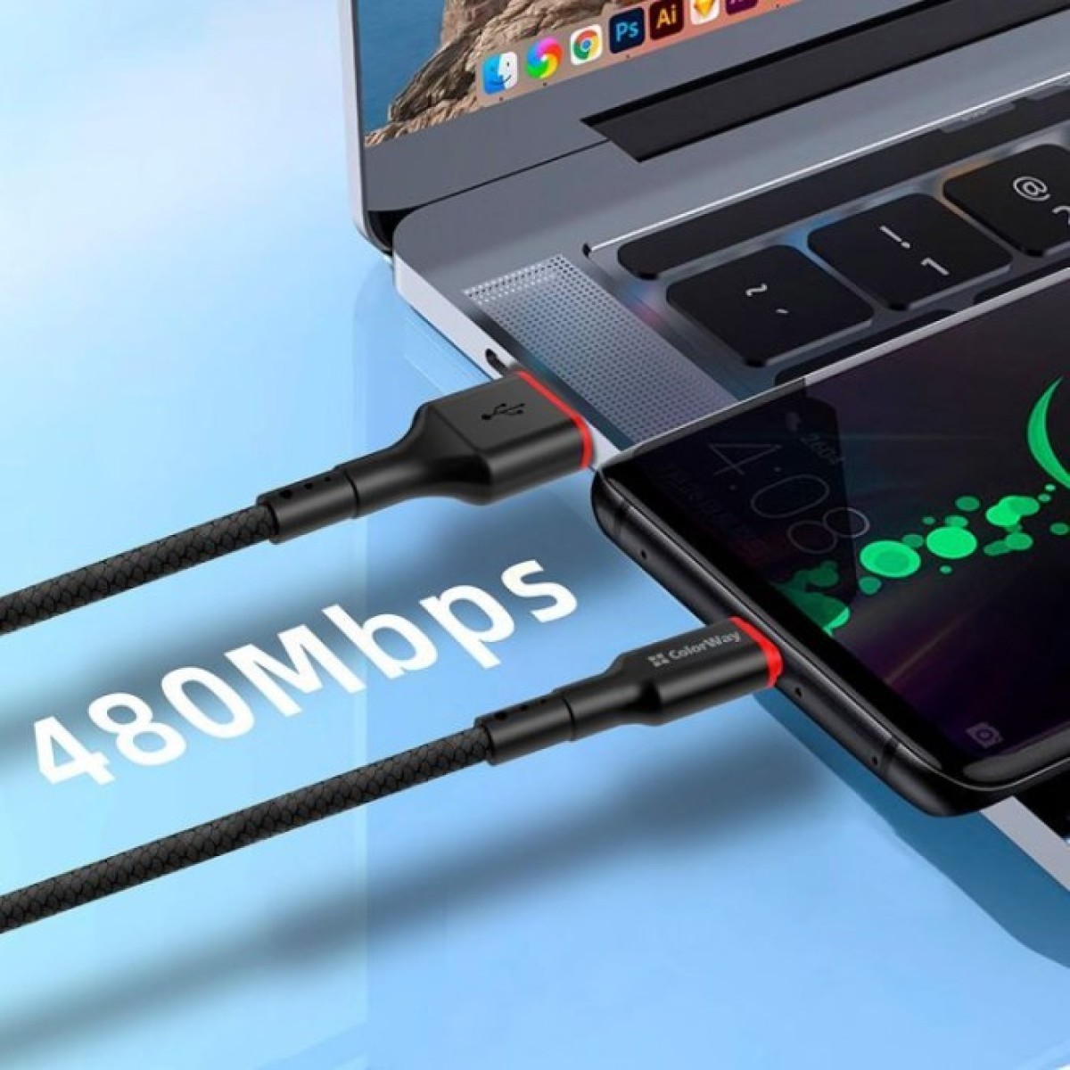 Дата кабель USB 2.0 AM to Type-C 1.0m 2.4А black ColorWay (CW-CBUC064-BK) 98_98.jpg - фото 6