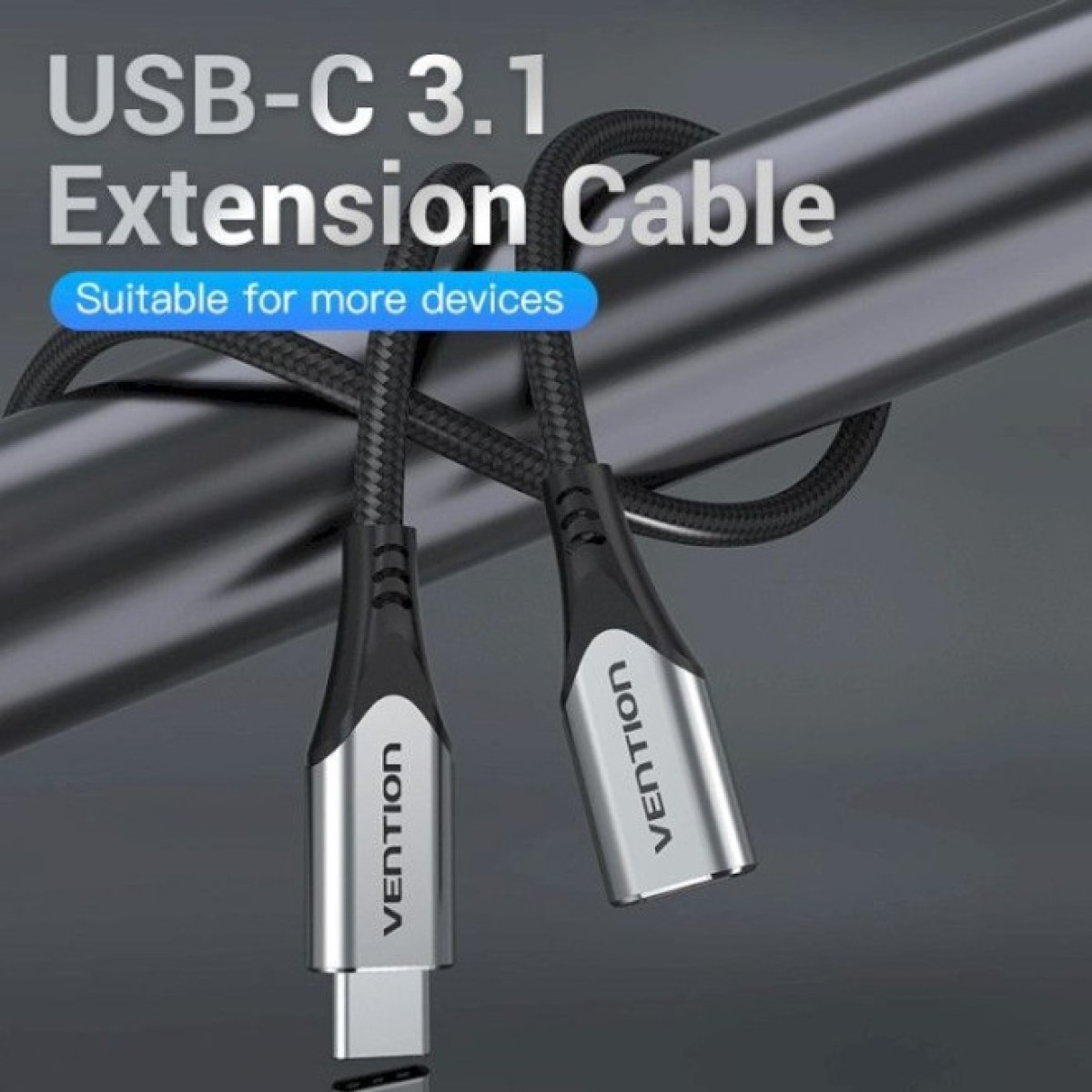 Дата кабель USB-C 3.1 M/F 1.0m 60W (20V/3A) 4K60HZ Thunderbolt 3 Vention (TABHF) 98_98.jpg - фото 3
