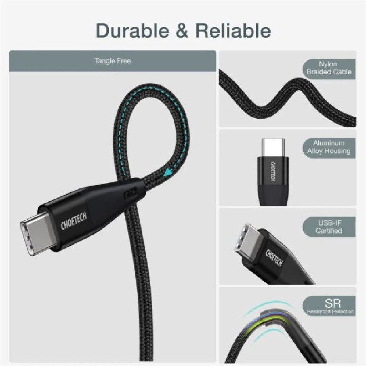 Дата кабель USB-C to USB-C 1.2m USB4.Gen 3 40 Gbps 240W Choetech (XCC-1040) 98_98.jpg - фото 7