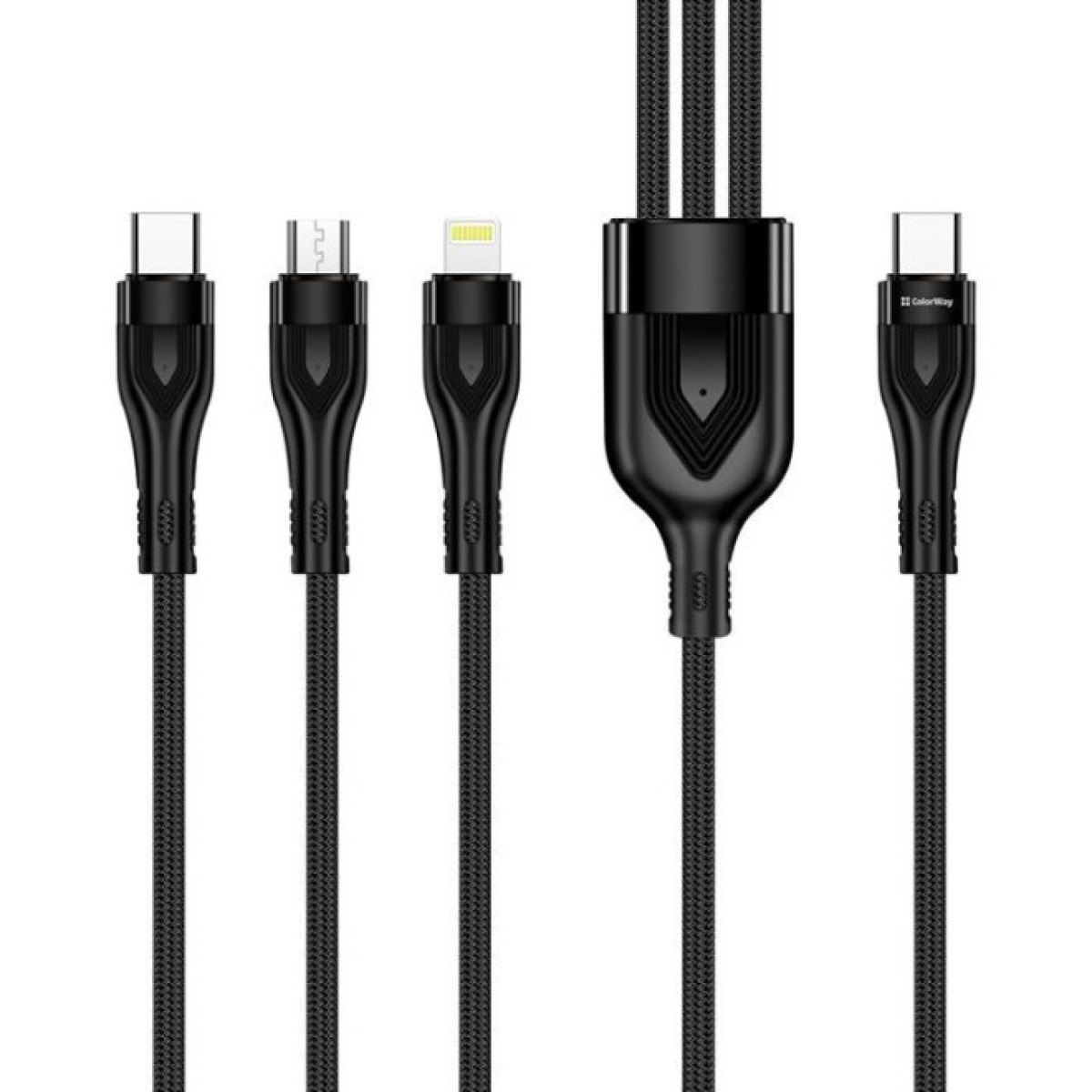 Дата кабель USB 2.0 AM to Lightning + Micro 5P + Type-C 1.2m 3.0A (PD60W data) Black ColorWay (CW-CBPDU3060-BK) 98_98.jpg - фото 10