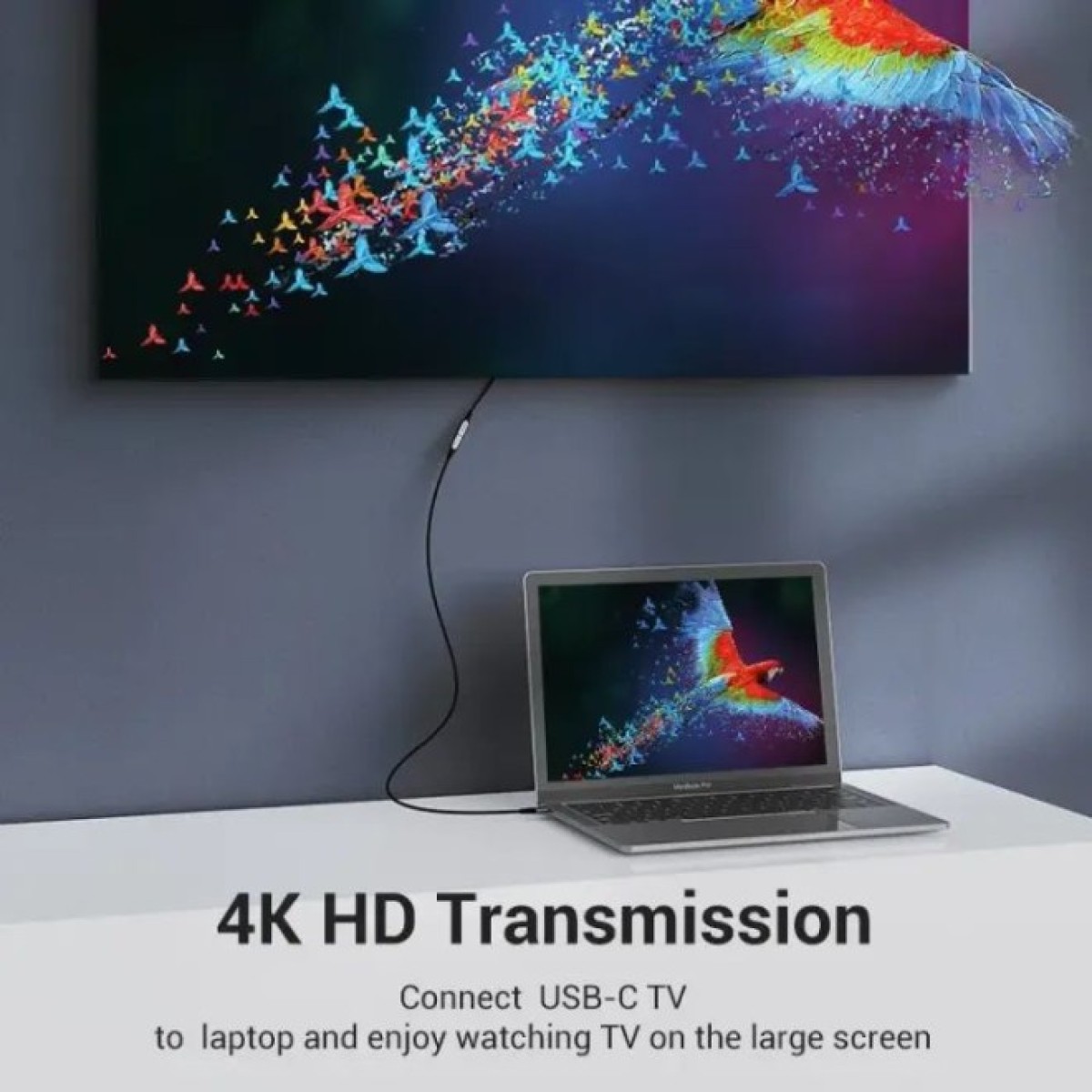 Дата кабель USB-C 3.1 M/F 1.0m 60W (20V/3A) 4K60HZ Thunderbolt 3 Vention (TABHF) 98_98.jpg - фото 4