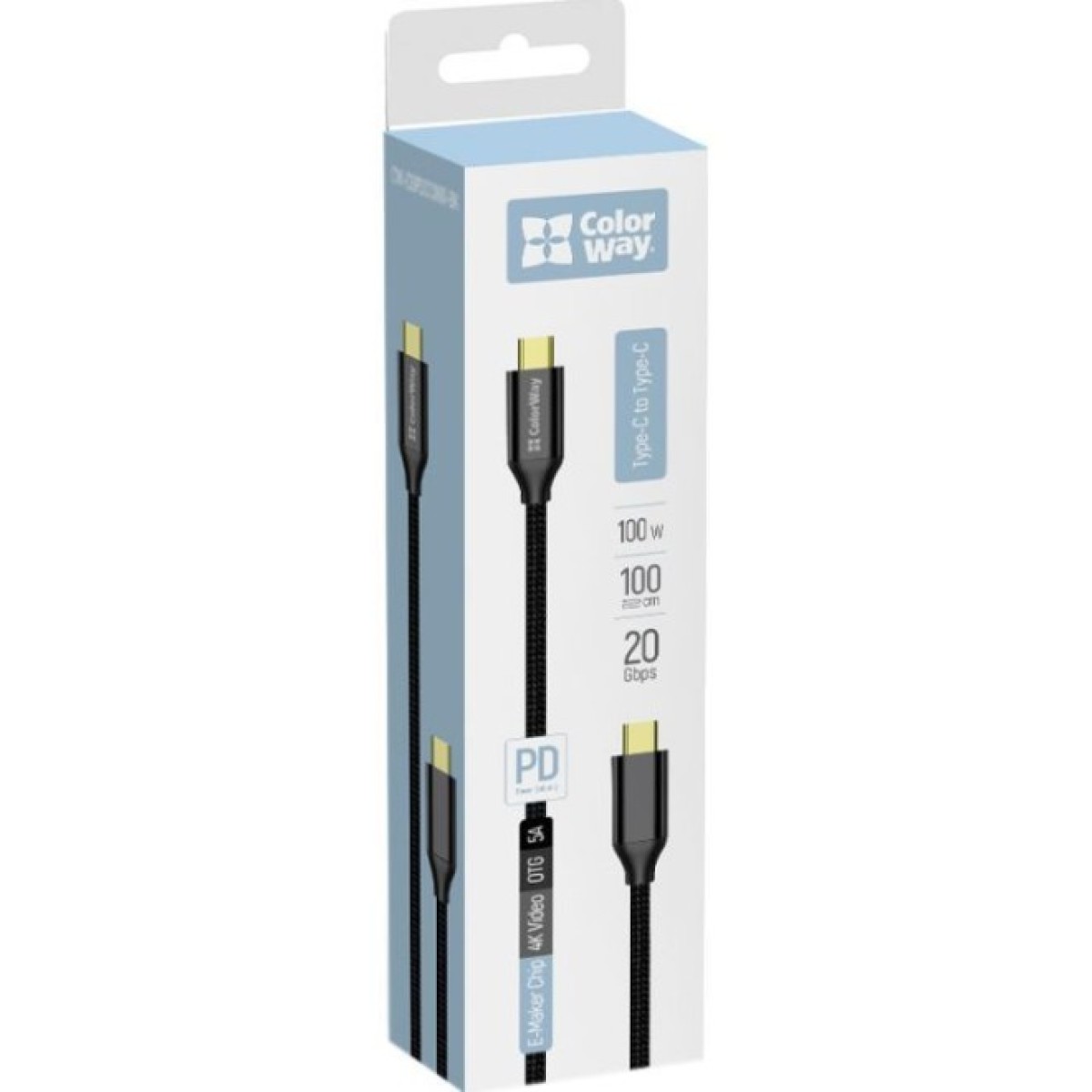 Дата кабель USB-C to USB-C 1.0m USB3.2 (20Gbps 4K PD100W) Gen2 5А black ColorWay (CW-CBPDCC062-BK) 98_98.jpg - фото 10