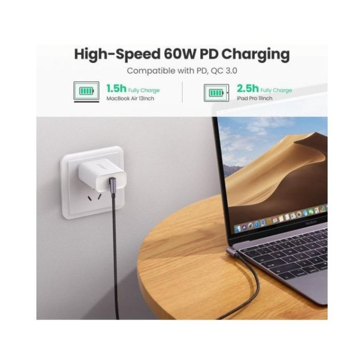 Дата кабель USB-C to USB-C 2.0m 3A 60W US323 90-degree Black Ugreen (70531) 98_98.jpg - фото 4