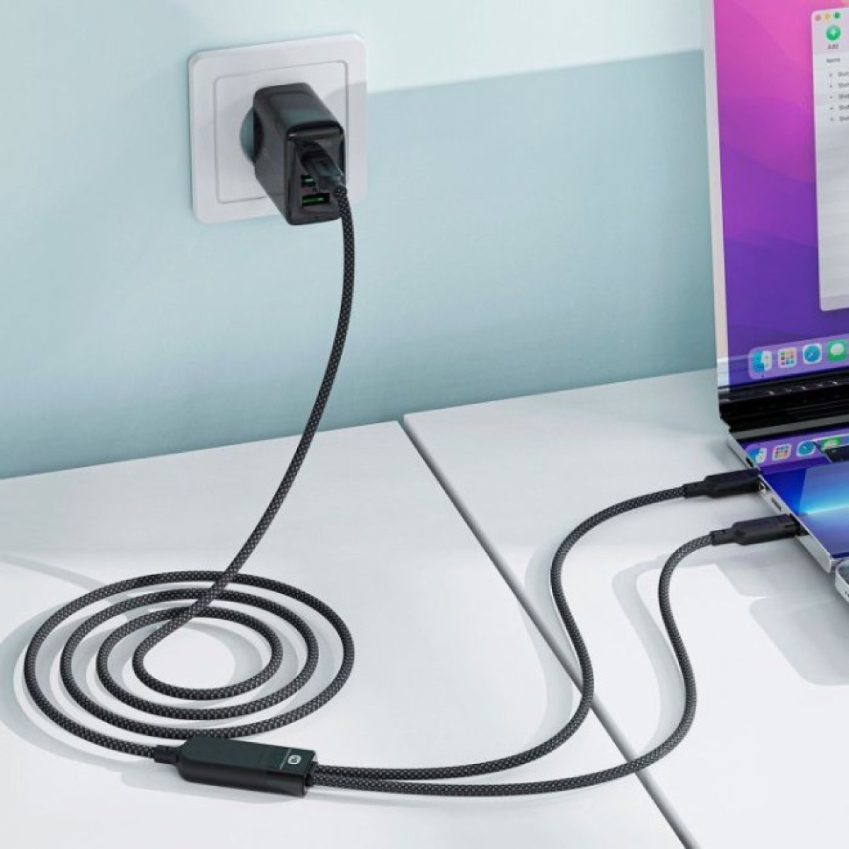 Дата кабель USB 2.0 USB-C 2in1 0.8m + sub 0.4m, 100W, C5-11 Acefast (6974316280149) 98_98.jpg - фото 6