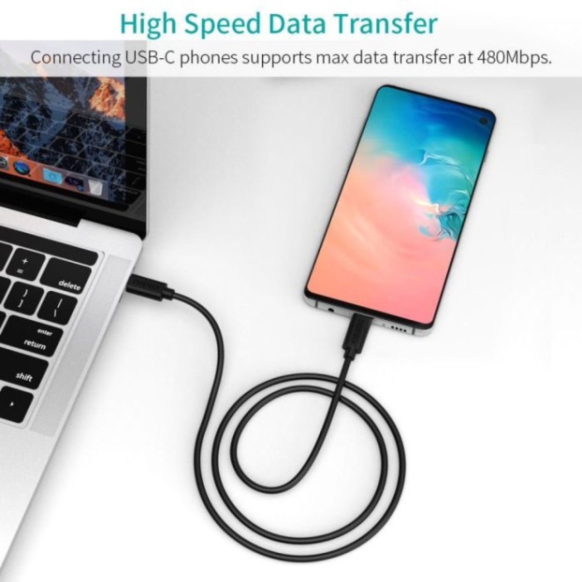Дата кабель Кабель USB 2.0 Type-C M-M, 0.5 м,чорний Choetech Choetech (CC0001-V4-PE) 98_98.jpg - фото 4