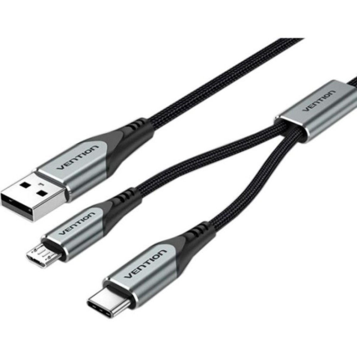 Дата кабель USB 2.0 AM to Micro 5P + Type-C 0.5m Y-Splitter 480Mbps Aluminum Alloy Gray Vention (CQGHD) 256_256.jpg