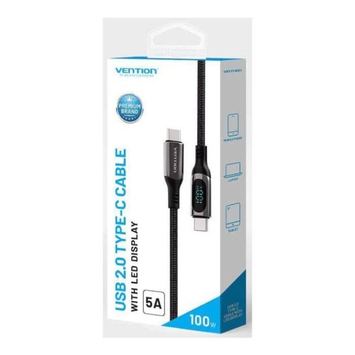 Дата кабель USB-C to USB-C 1.2m USB3.1 100W Display Zinc Alloy Vention (TAYBAV) 98_98.jpg - фото 7