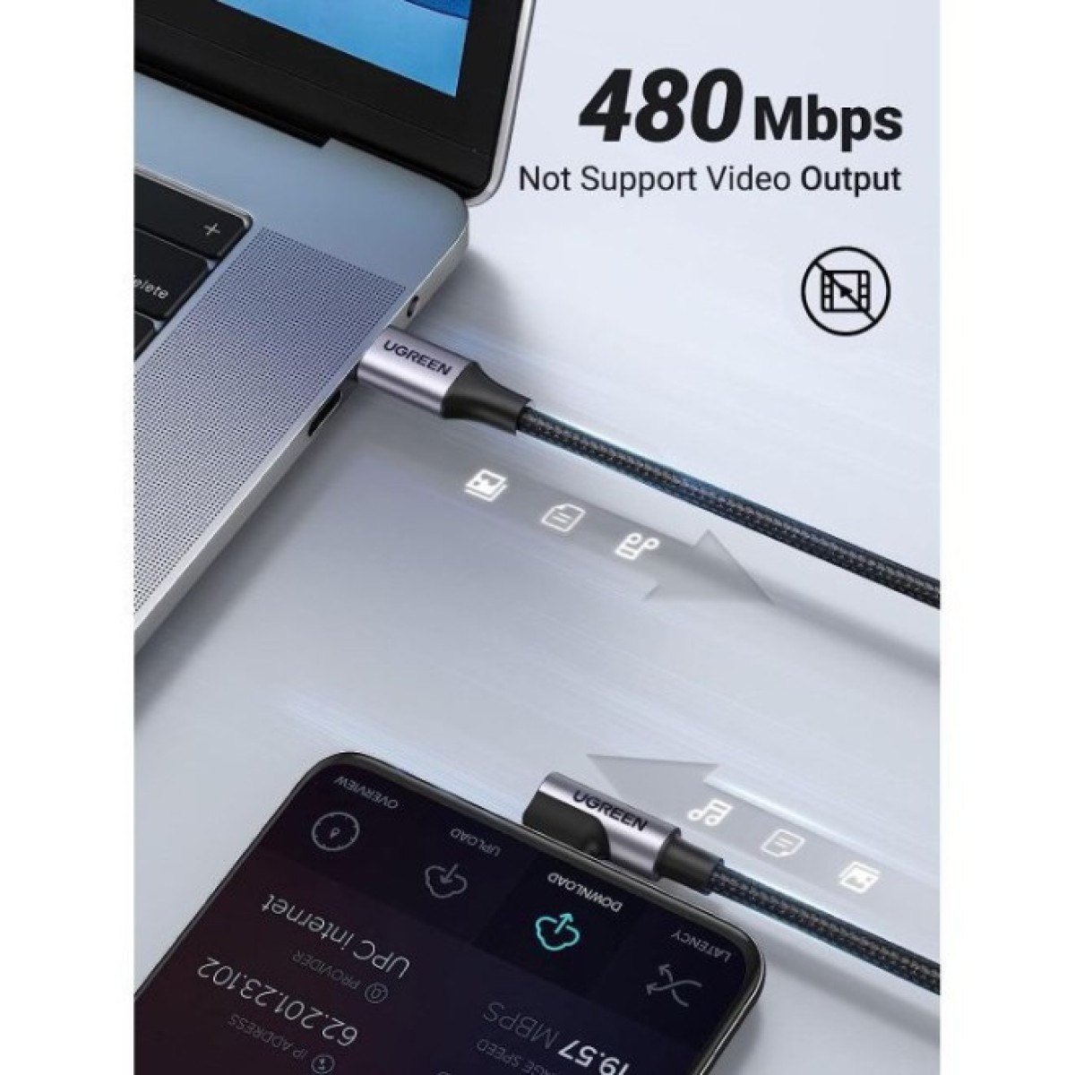 Дата кабель USB-C to USB-C 3.0m 60W US255 90-degree Angle Black Ugreen (80714) 98_98.jpg - фото 4