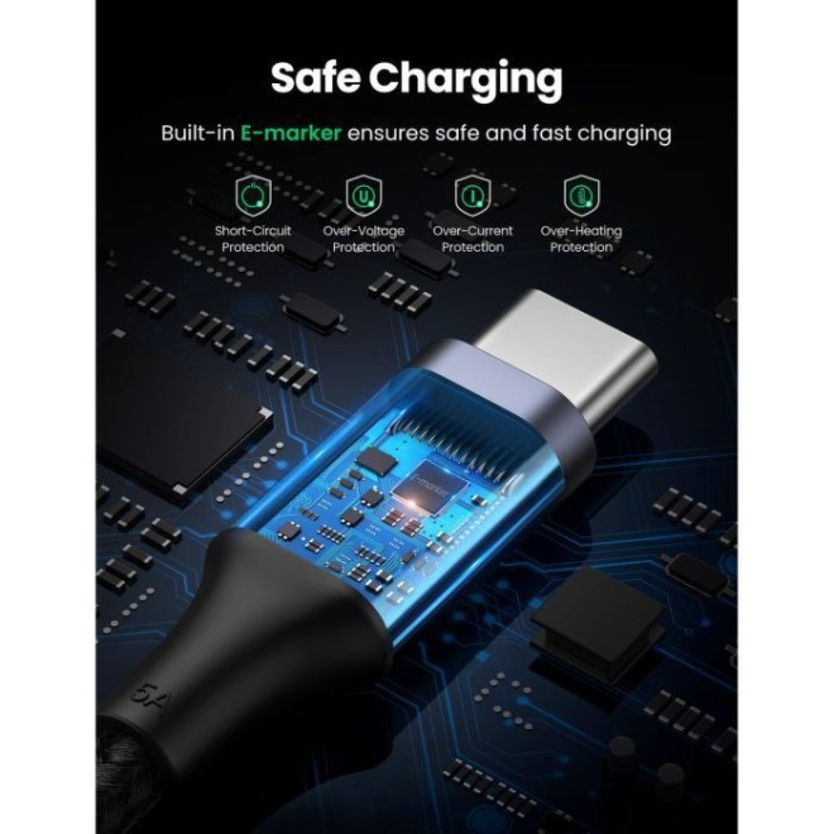 Дата кабель USB-C to USB-C 3.0m 5A 100W US316 Black Ugreen (90120) 98_98.jpg - фото 5