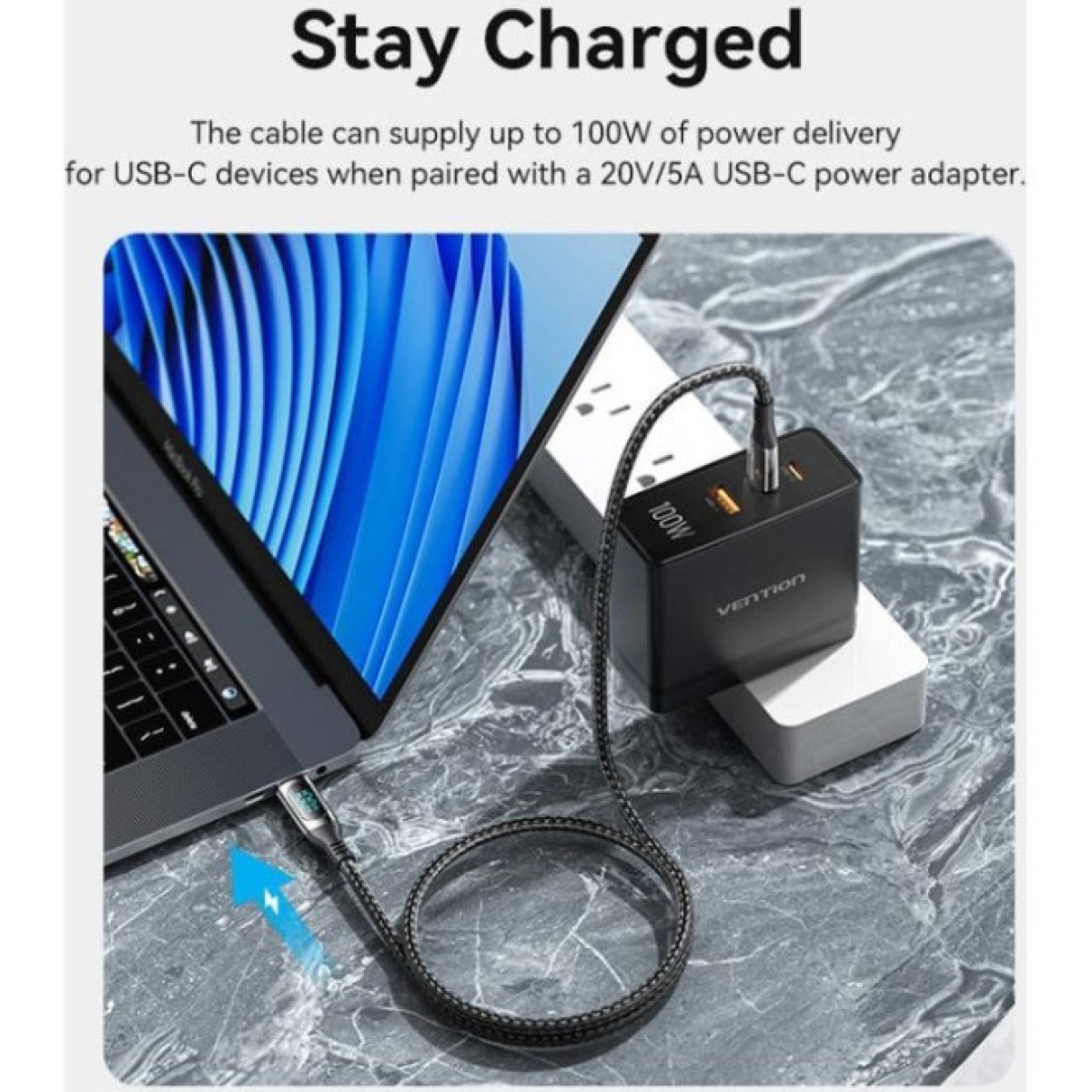 Дата кабель USB-C to USB-C 1.2m USB3.1 100W Display Zinc Alloy Vention (TAYBAV) 98_98.jpg - фото 8