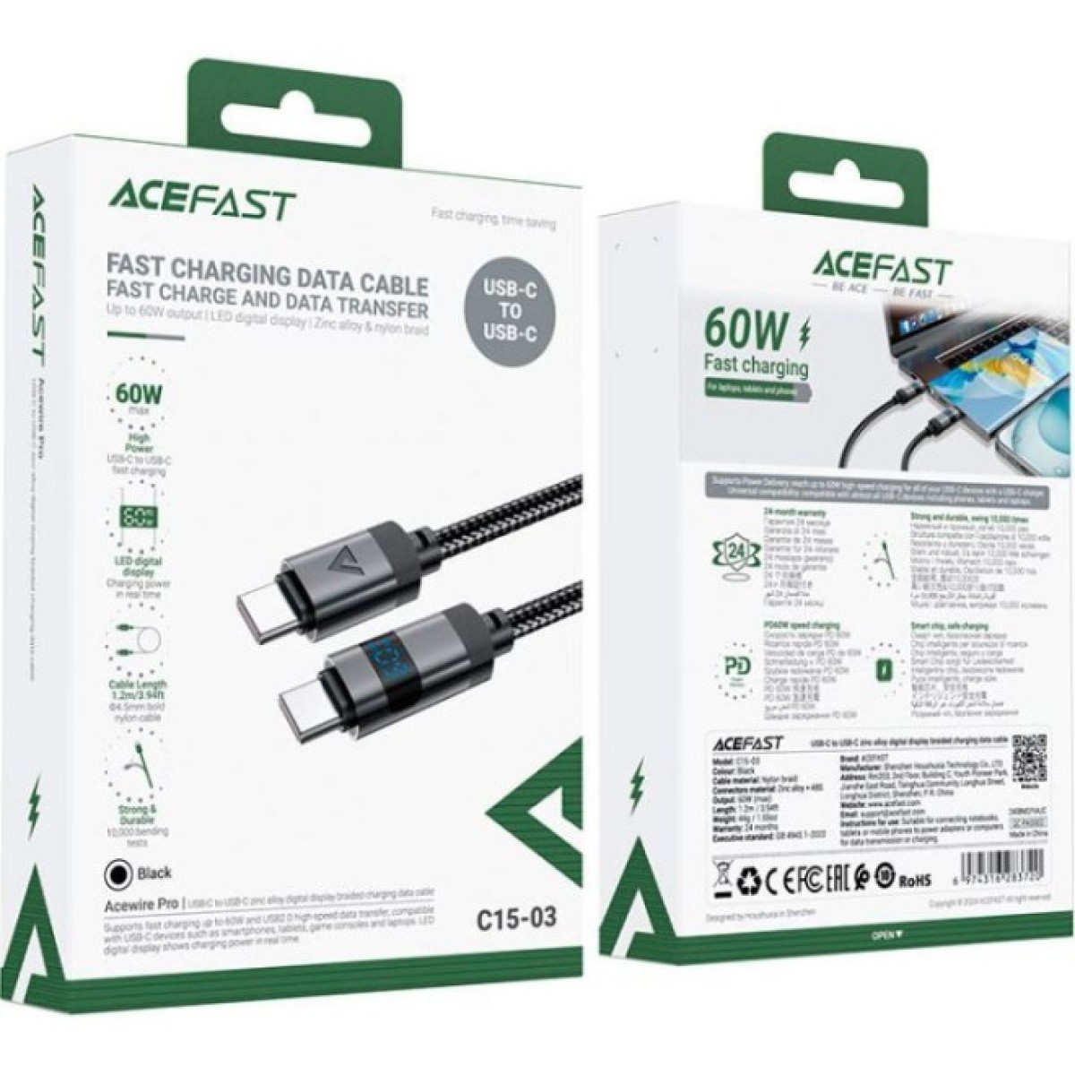 Дата кабель USB-C to USB-C 1.2m 60W digital display C15-03 Black Acefast (6974316283720) 98_98.jpg - фото 3